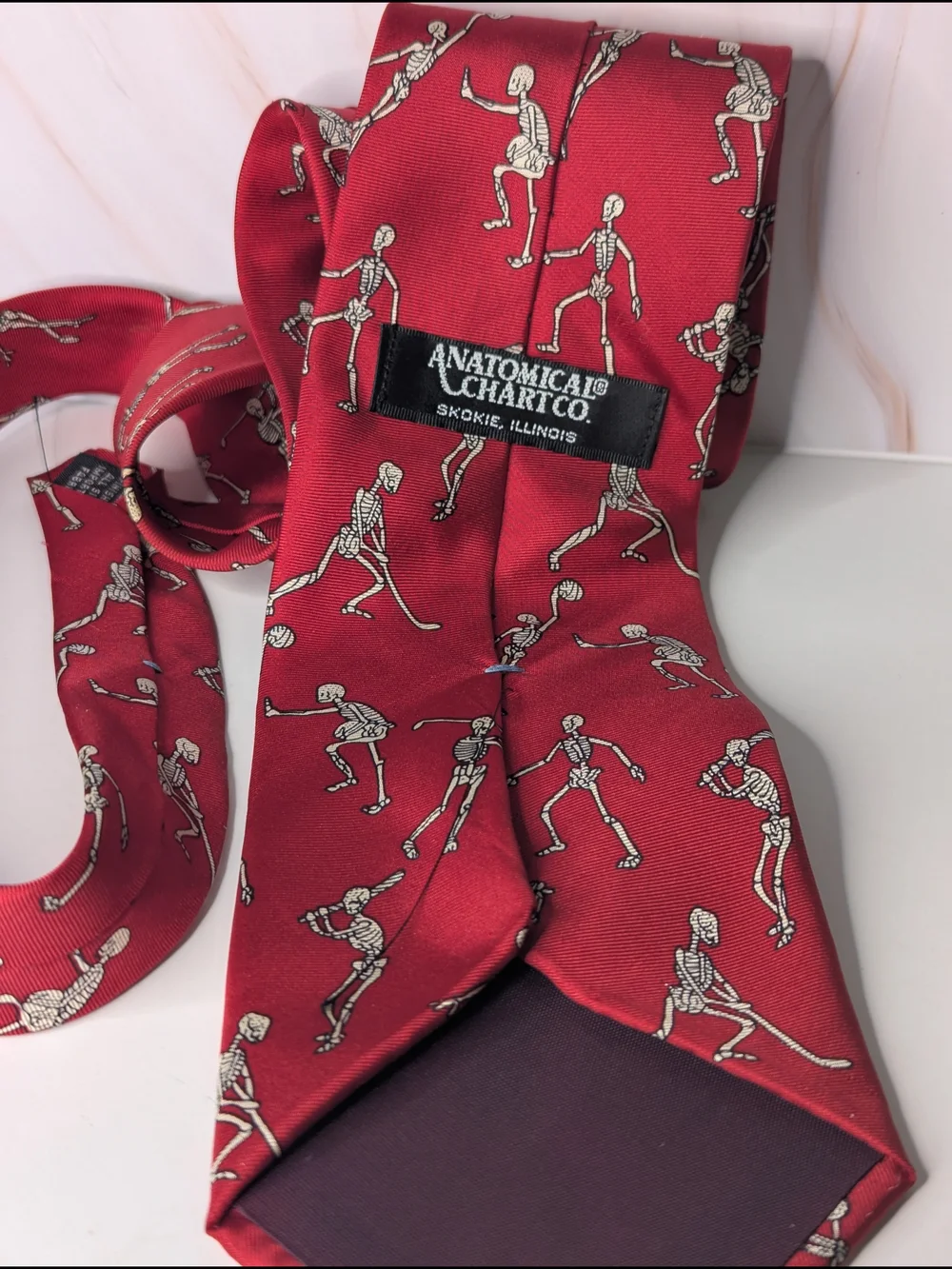 Red Novelty Sports Skeleton Tie for Men